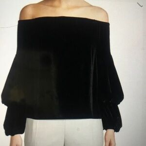 Petersyn Lily Off Shoulder Black Velvet Top EUC Great For Holiday Party